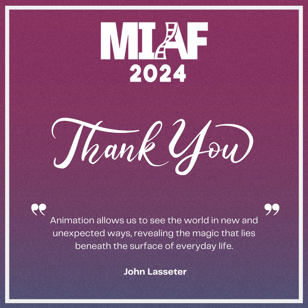 What an amazing journey at MIAF this year! 🌟

Our heartfelt thanks to everyone who joined us and made this festival an incredible success. Your passion for animation and support for the arts is truly appreciated! 🙌

Stay tuned for future events! ✨

#MIAF2024 #MIAF #AnimatedArt