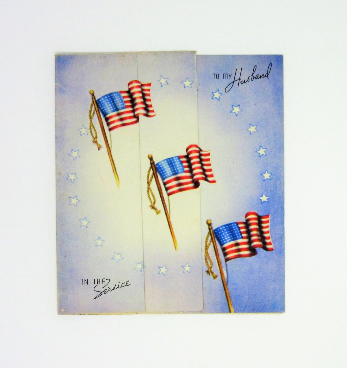 Vintage Unused Military Greeting Card To My Husband in the Service Featuring American Flags, Patriotic Colors, and a Sweet Message Americana tuppu.net/af0db1c9 #vintage #Etsy #etsyseller #VintageMilitary