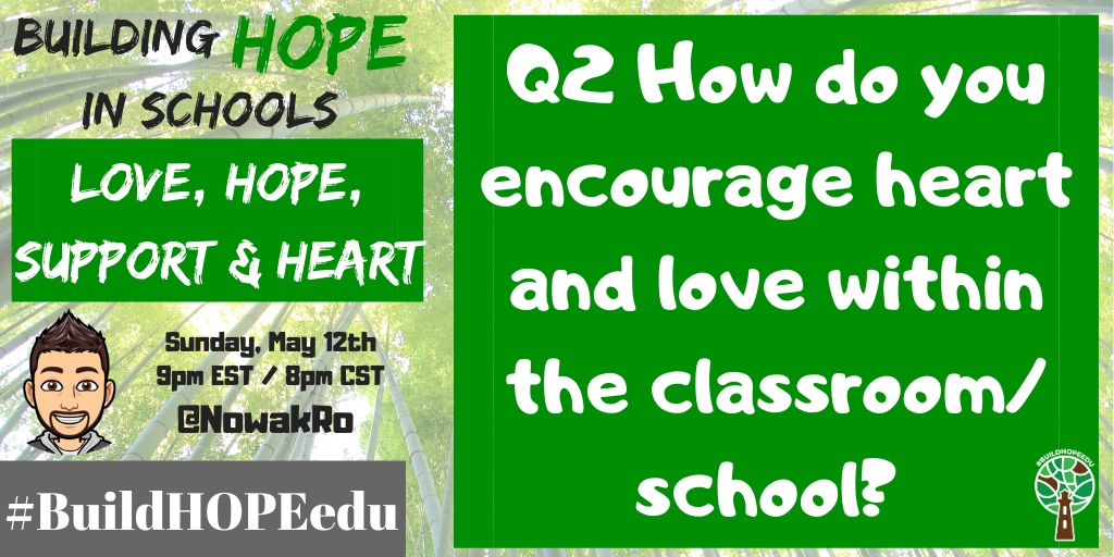 Q2 How do you encourage heart and love within the classroom/school?

#BuildHOPEedu