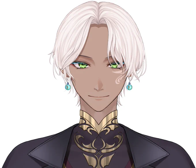 前回褐色キャラのアイデアを募集したところ、一人の方が金のアクセサリーが合うのではと提案していただいたので、首元やそのほかの服の刺しゅうなどに金色を使ってみようと思いました褐色とゴールドの相性良すぎ 
