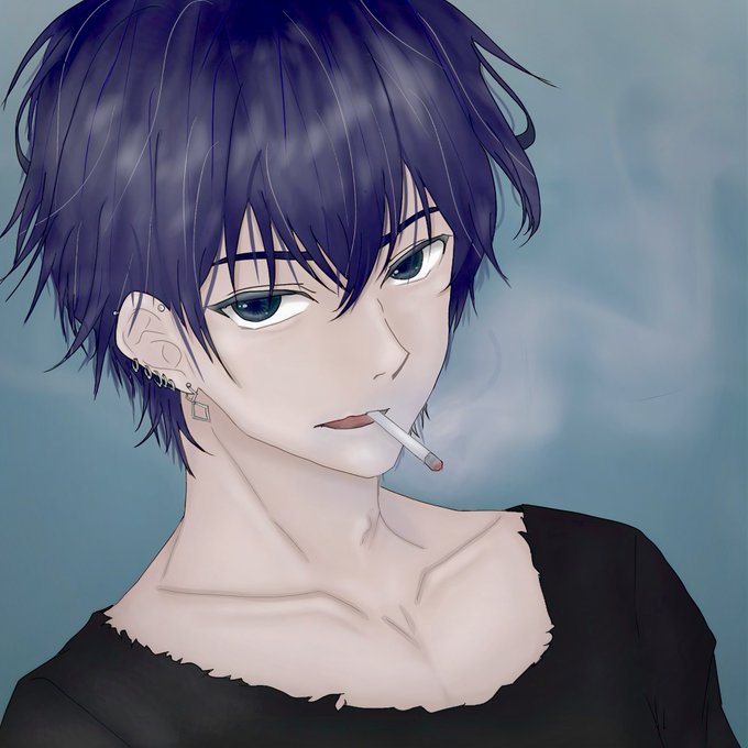 「looking at viewer smoking」 illustration images(Latest)