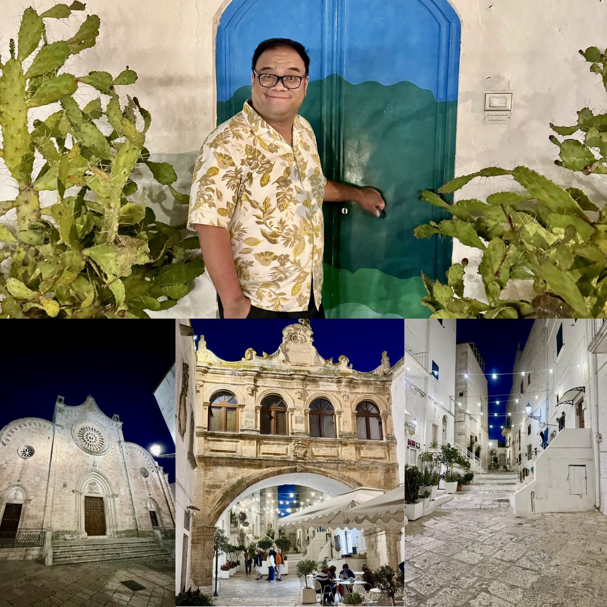 #Italy2024 Day 6:

- Monopoli 🚗 Polignano a Mare
- Walked down to get some beach vibes
- Observed the beach and the Adriatic Sea from above 
- Polignano a Mare 🚗 Ostuni
- Enjoyed a view of Ostuni from a lookout point
- Walked from the bottom to the top to find the “blue door”