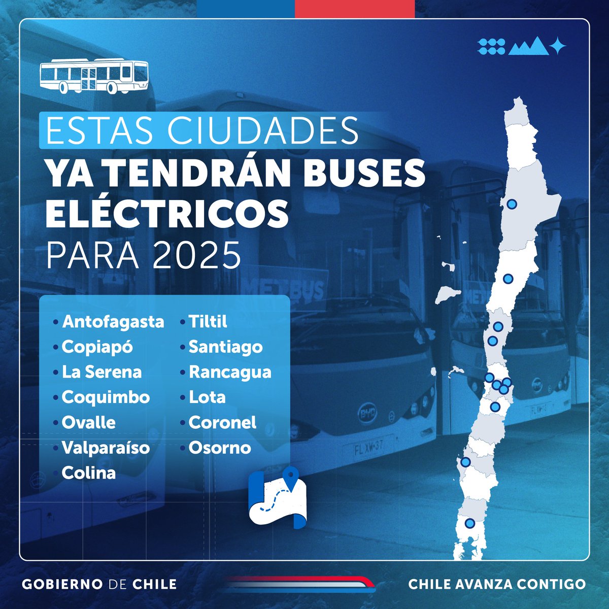 ¡Conoce en qué ciudades hay buses eléctricos en el transporte público y cuáles se sumarán a la electromovilidad en Chile! 🙌🏼 Avanzamos en conectividad, desarrollo y calidad de vida en distintas regiones del país 🇨🇱