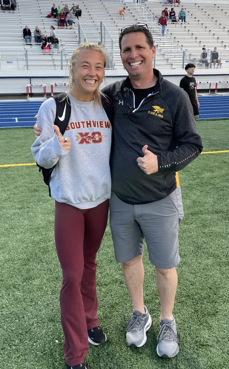 Coach Lorenz has been with me for 3 years! She was a heptathlete at UNI so she provides a load of expertise in many events! She coached our high jumpers and worked with the sprinters, block starts, and relay exchanges. She is super fun and fantastic at connecting with the girls!!