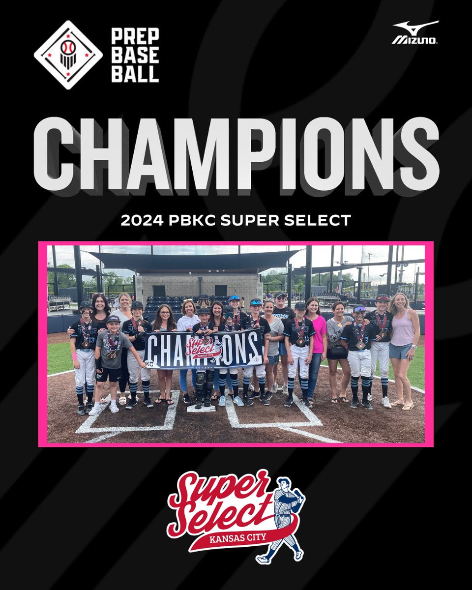 PBTKansasCity's tweet photo. 🏆CHAMPIONS🏆

Congratulations to the 2024 PBKC Super Select 12u D1 Champions, Prime 17:17 National!!!

#PrepBaseballKC #BeSeen https://t.co/w6PlSi41Zh