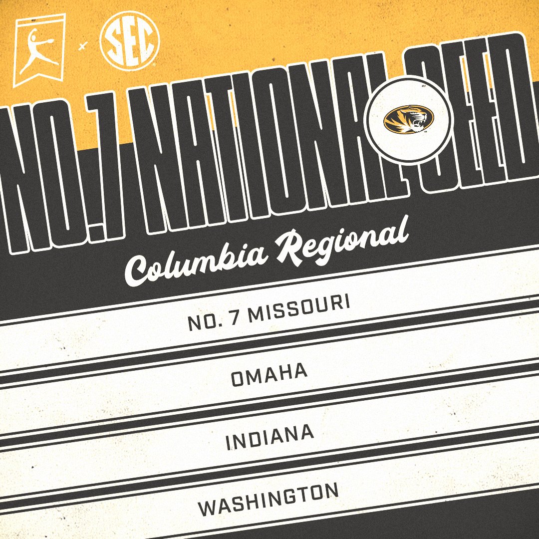 🚨 No. 7 National Seed Columbia Regional 🐯 @MizzouSoftball #SECSB x @NCAASoftball