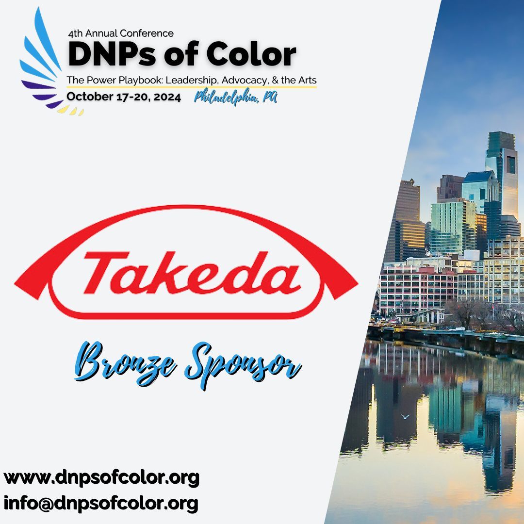 A huge thank you to Takeda for sponsoring the DNPs of Color conference! 

Your support helps us empower and elevate nursing professionals. 

#DNPsOfColor #ThankYouSponsors #HealthcareHeroes #DNPsOfColorConference #AnnualConference #NursingLeadership #HealthEquity