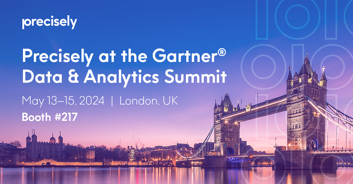 The Gartner® Data & Analytics Summit starts tomorrow! Be sure to visit the Precisely booth to learn how #dataintegrity can make an impact with your next data, analytics or AI initiatives. #GartnerDA okt.to/UMQd4C
