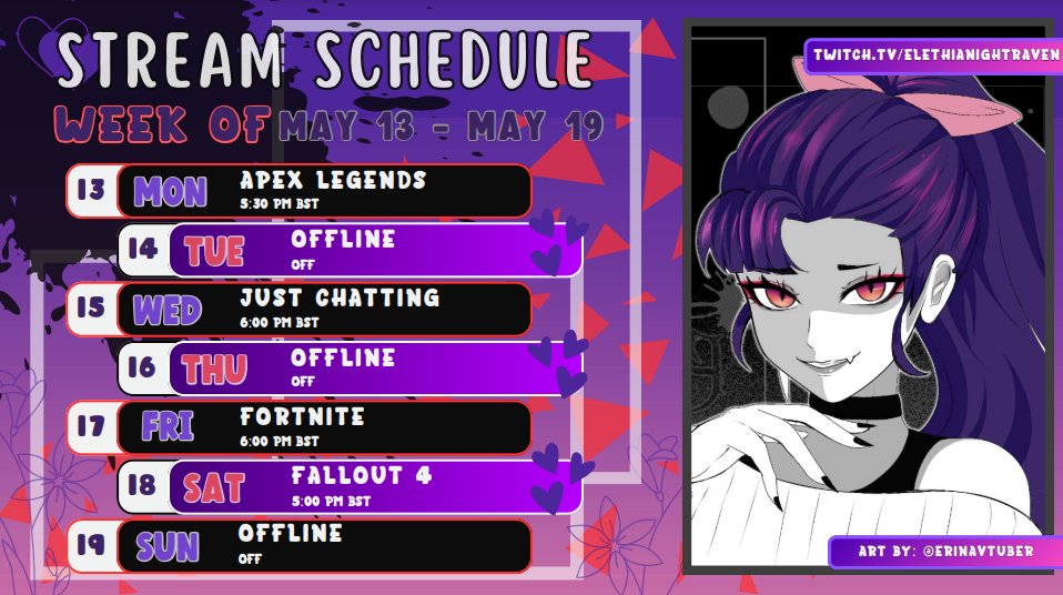 THIS WEEKS SCHEDULE WE CHANGIN IT UP WOO WOO WE NUTTIN IN THE FORT CAUSE I NEED TO FINISH MY BATTLEPASS (>,..,<)