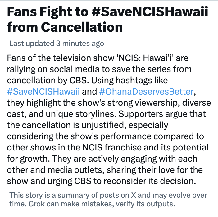 'strong viewership, diverse cast, and unique storylines'
#SaveNCISHawaii
#OhanaDeservesBetter