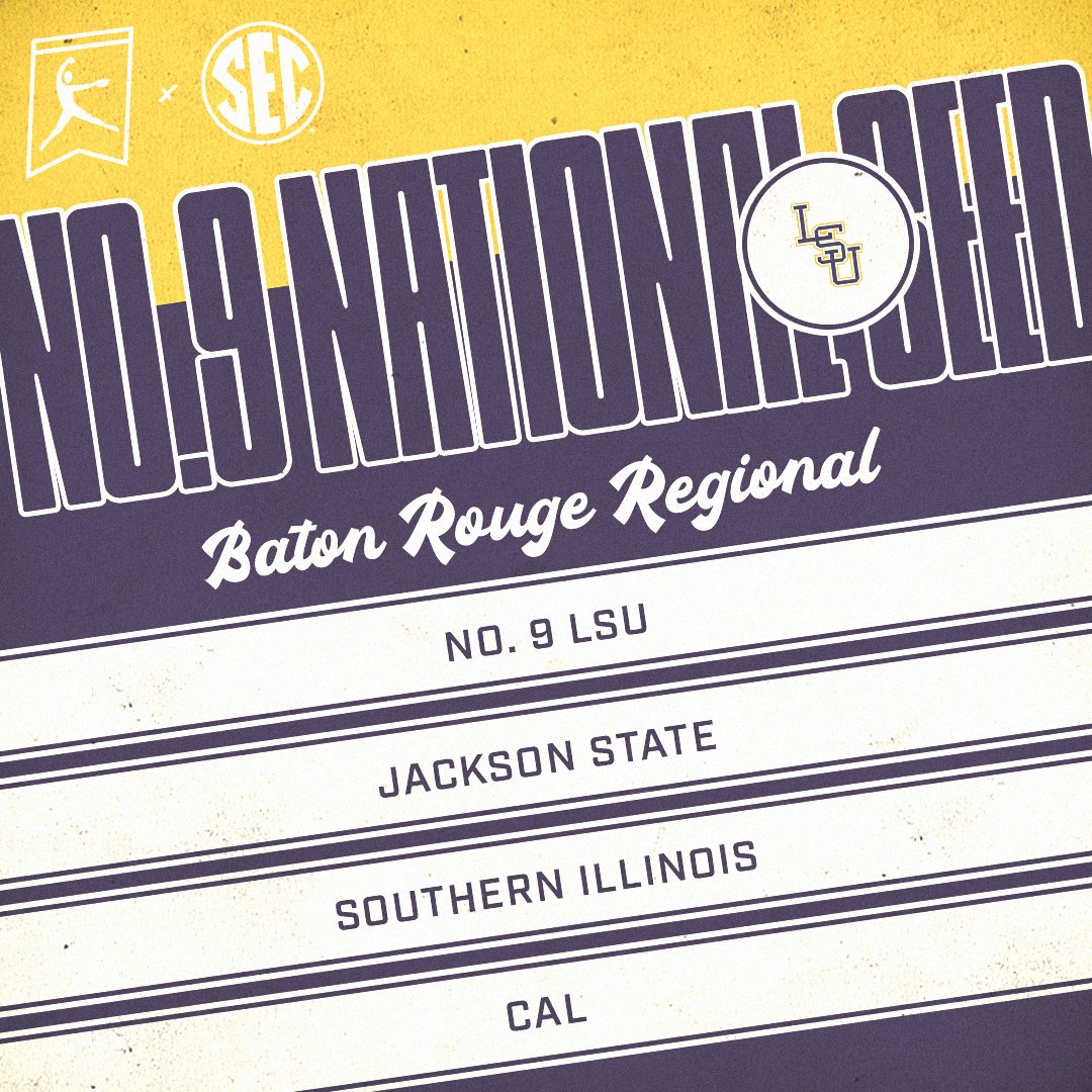 🚨 No. 9 National Seed Baton Rouge Regional 🐅 @LSUsoftball #SECSB x @NCAASoftball