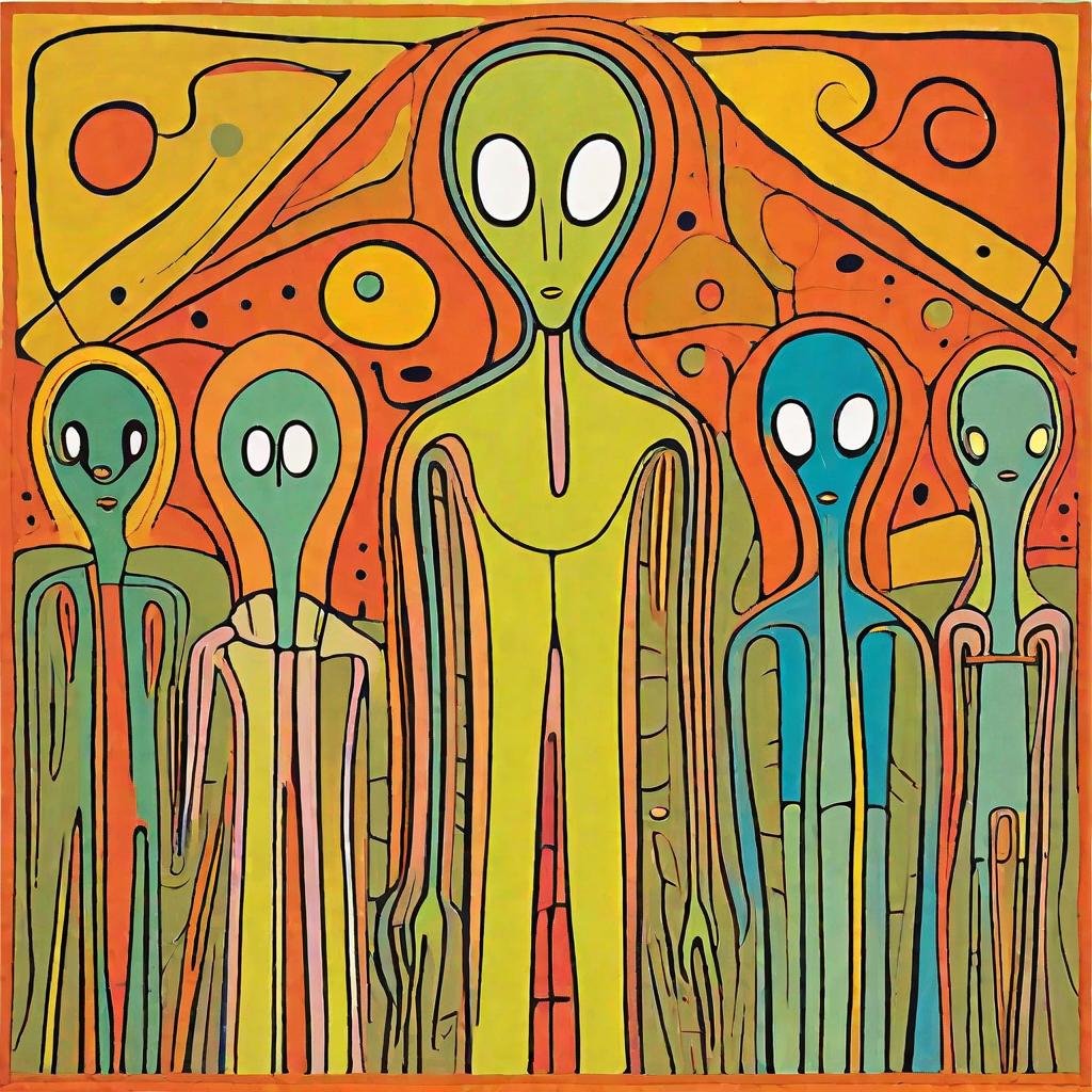 Good morning!☀️ #Brut #painting #artwork #AIArtwork #AiArt #ArtistOnTwitter #AIArtCommuity #AIArtistCommunity #promptengineer #promptbase #prompt #goodmorning #alien 🌌'Art Brut Paintings' Learn more⬇️ 🔗promptbase.com/prompt/art-bru…