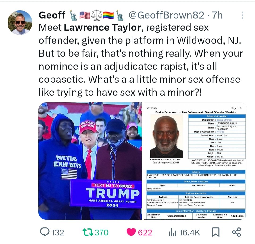 @1BigAl7890 Why would I vote for a man that wants to hang around registered sex offenders! And calls a pedo his friend! #fool