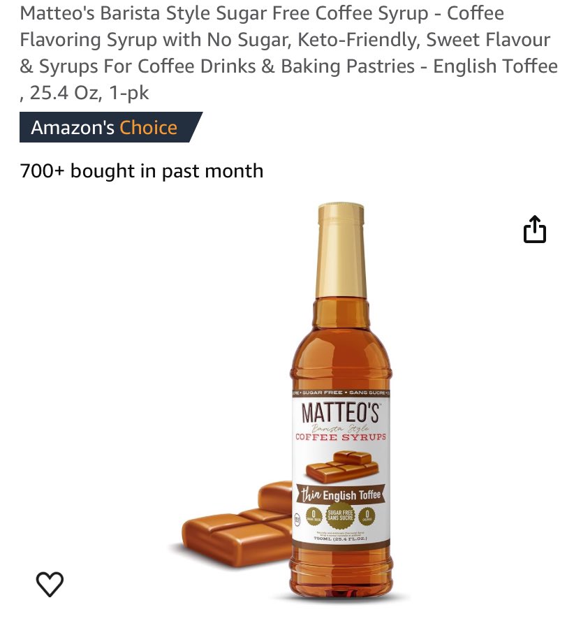 SISTERS. Tonight, I tried the Matteo’s Sugar Free English Toffee syrup in my homemade iced coffee and O M G 

LIFE CHANGING. Cheap and also SO AMAZING. (as long as you’re ok with sucralose lol)