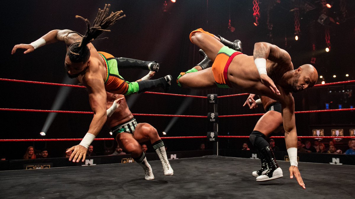 May 12, 2022: At the BT Sport Studios, The Hottest Team Under The Sun (@OroMensah_wwe & @ashtonsmith_uk) defeated #Gallus' @Joe_Coffey & @m_coffey90 in tag team competition. #NXTUK 📸 WWE
