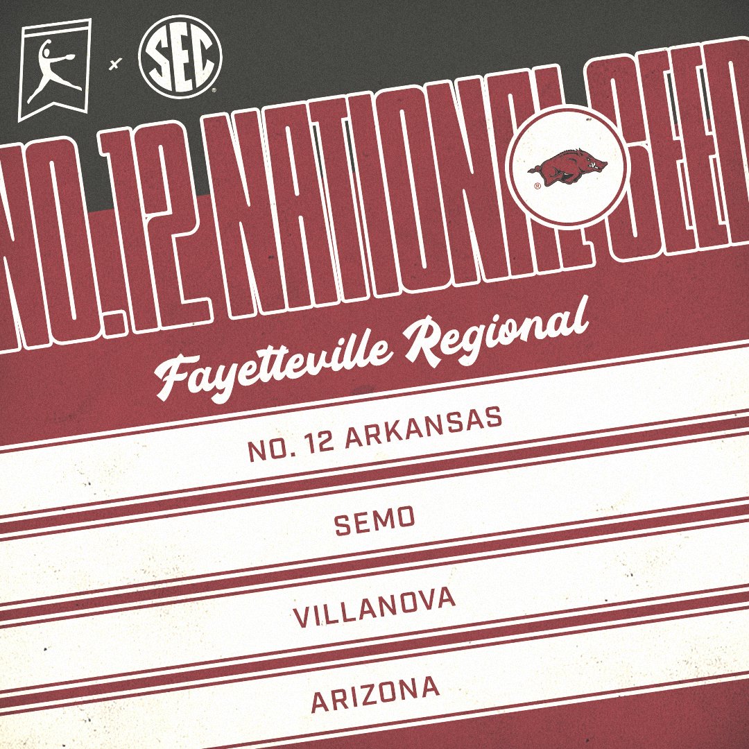 🚨 No. 12 National Seed Fayetteville Regional 🐗 @RazorbackSB #SECSB x @NCAASoftball