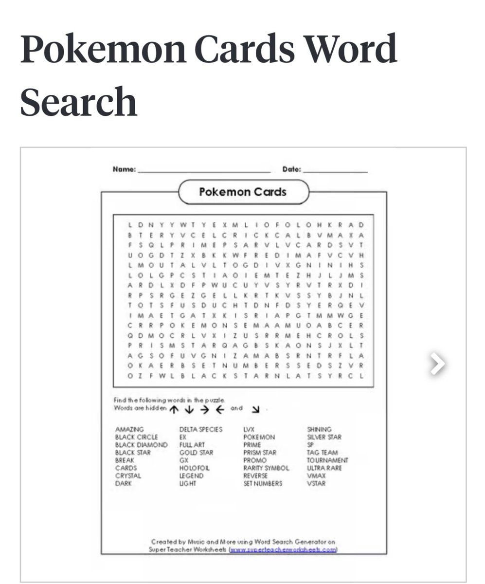 Fun word search for students who are into Pokémon!  teacherspayteachers.com/Store/Music-An…    #teachers
#teachersofinstagram
#teachersfollowteachers
#teacherspayteachers
#teacherstuff
#teachershare
#musicteacher 
#classroom
#iteachtoo
#teachingresources #musicteachers 
#subplans #wordsearch