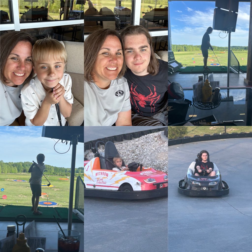 Ended Max’s birthday/Mother’s Day at Midway Golf & Games hitting from the top level, dinner, & the boys did go karts. Quality time with my guys!