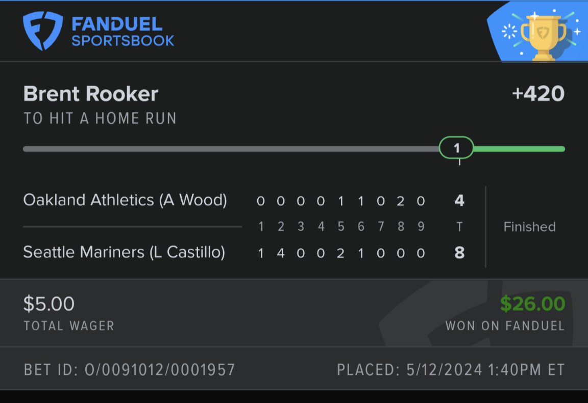 MathTeachBets's tweet image. ANOTHER CASH. I AM PRINTING MONEY HERE. 
If you only bet single tickets on my play, you'd be up 2u today. That's 4u in 2 days. And 
8 of my last 18 HR calls have HIT. 

These are 1:5 payouts that I'm hitting 1:2 and 1:3 by using the algorithm. MATH BABY.