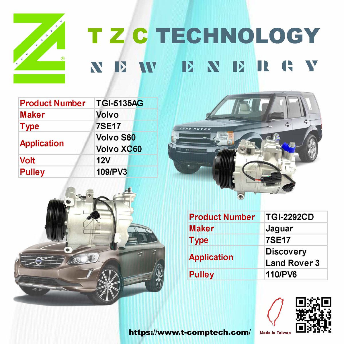 #TZC #TZCTECHNOLOGY #compressor #Carparts #CarAirConditioner #Taiwan #Automotive #Jaguar #Volvo