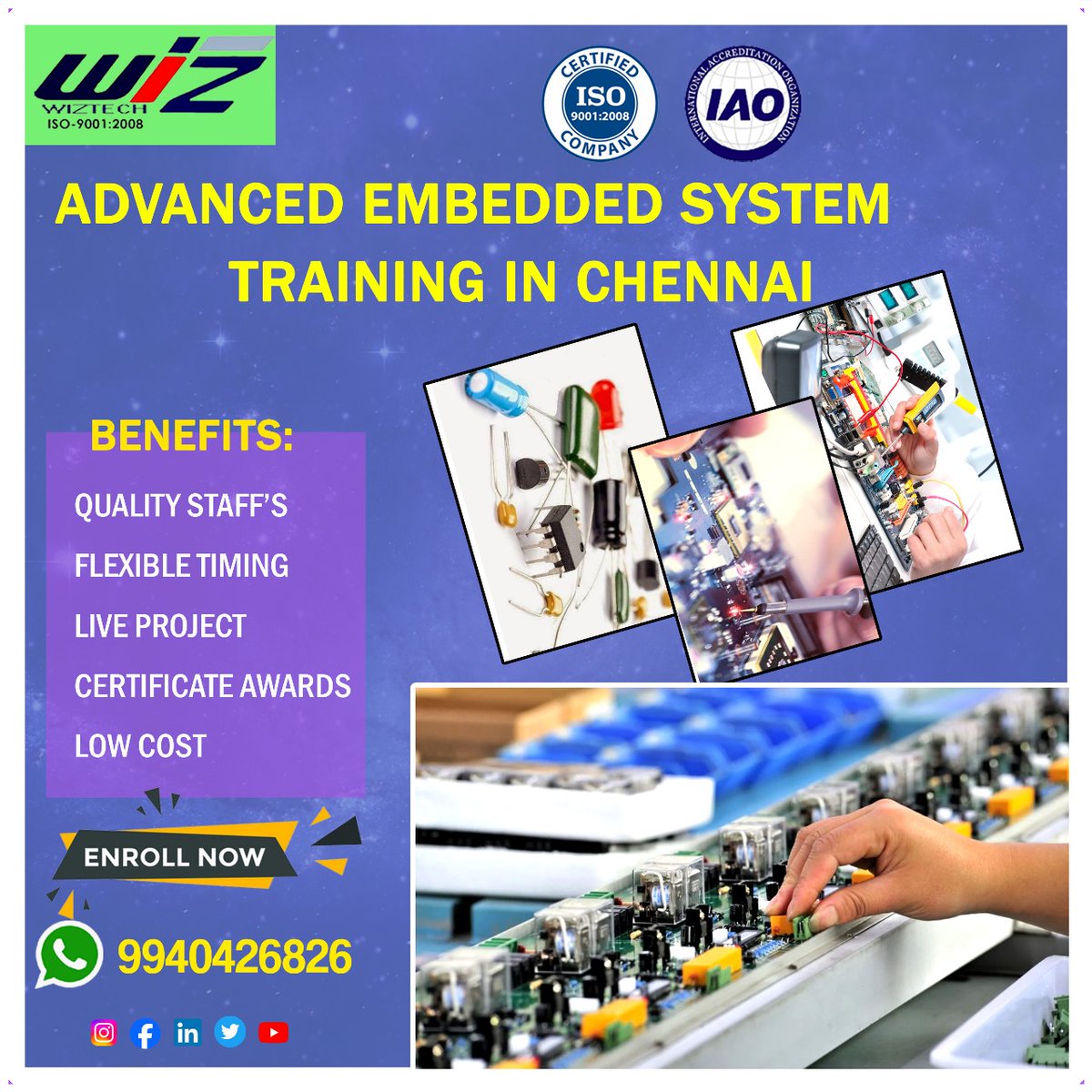 EMBEDDED_WIZ's tweet image. Advanced Embedded system training in chennai - Bestest training provider in Chennai

#pythontraining #ctraining #pictraining #arduinotraining #avrtraining #armtraining #raspberrypitraining #stmtraining #bestembeddedprojectsinchennai #EmbeddedProgramming #microcontrollers