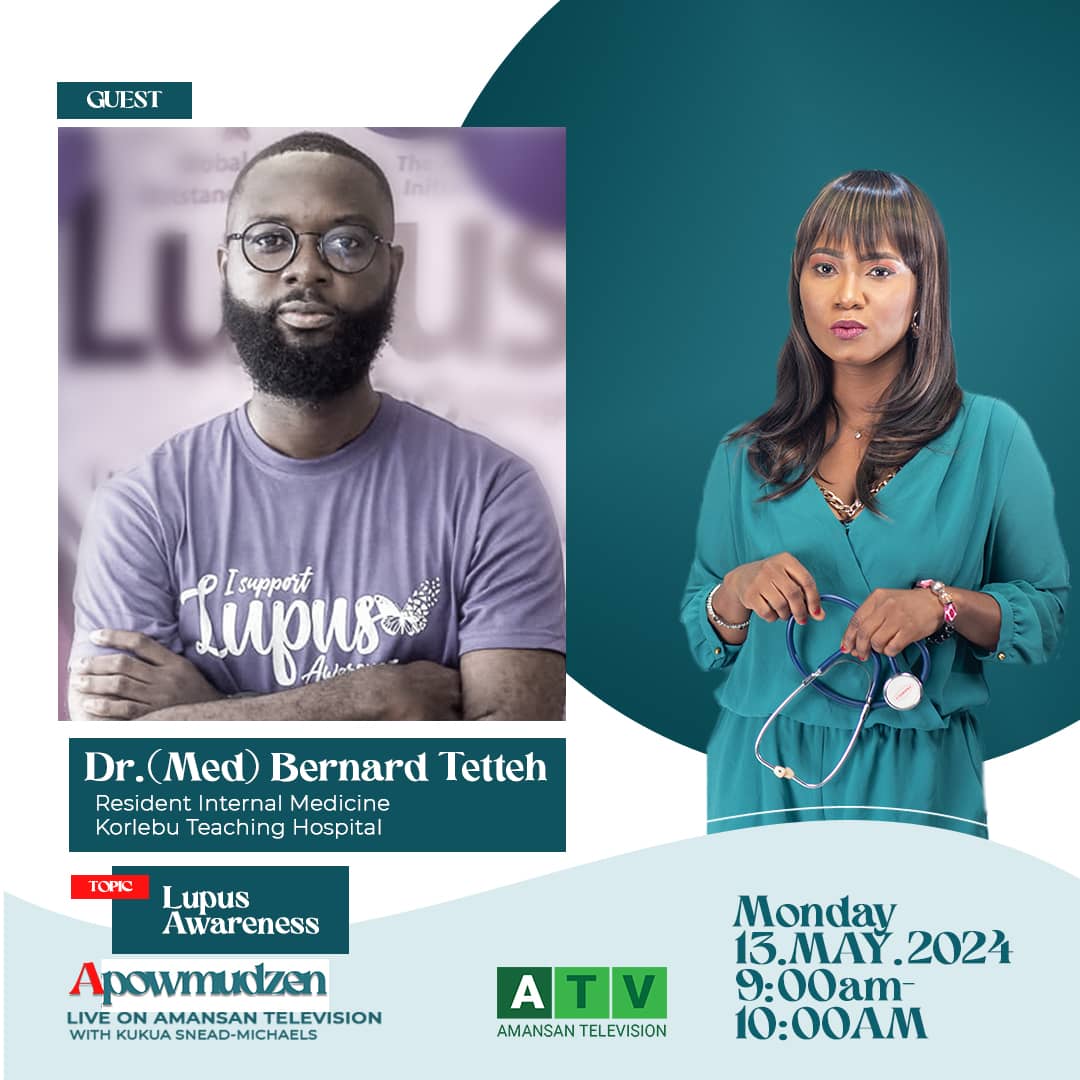 trighana's tweet photo. We will be on @AmansanTv talking on #Lupus on the #Apowmudzen show with our very own Dr. Bernard Tetteh.
Learn about Lupus and what you can do   
#LupusAwarenessMonth #KnowLupus  #GLOW #tRi
#LupusSupport  #LivingWithAPriceTag #PurpleForLupus. https://t.co/A10dtkmtSM