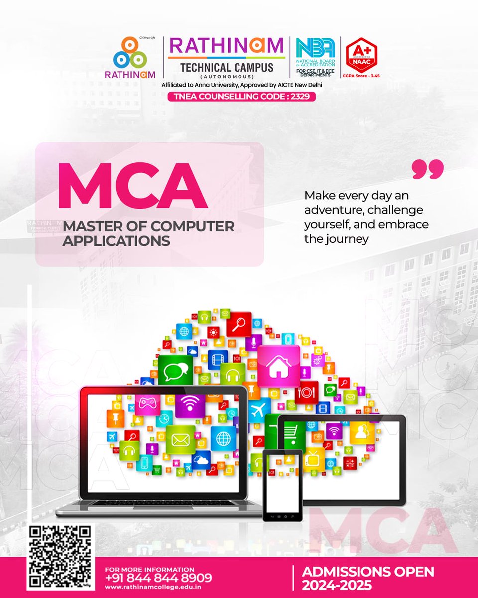 rathinamgroups's tweet image. Calling all tech enthusiasts! Admissions are now open for the Master of Computer Applications (MCA) program at Rathinam Technical Campus for the 2024-2025 academic year.
#MCA #MasterOfComputerApplications #TechEnthusiast #ComputerScience #IT #SoftwareDevelopment