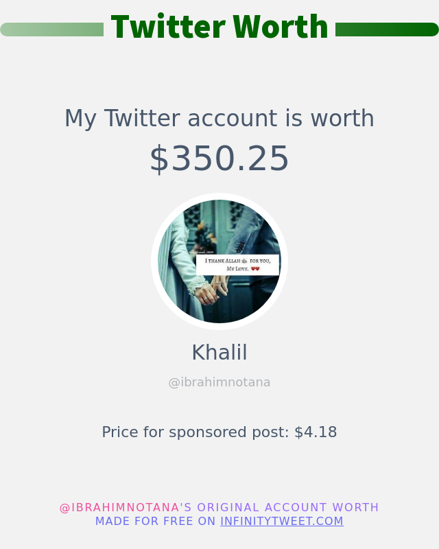 My Twitter worth is: $350.25

➡️ infinitytweet.me/account-worth