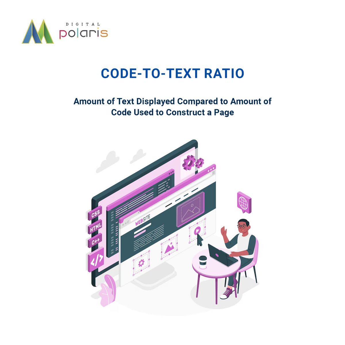 A higher #ratio of #text to #code is considered to provide a better user #experience but is not a direct #ranking factor.

#DigitalPolaris #googlesearch #google #seo #digitalmarketing #googlepixel #searchengineoptimization #googleads #marketing #googleadwords #searchengine