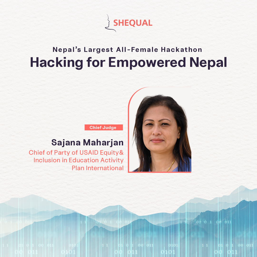 Presenting the Honorable Chief Judges!

Sajjana Maharja, Chief of Party of USAID Equity and Inclusion in Education Activity, Plan International
 
#Hackathon #TechforChange #TechInnovation #EmpowerNepal #itshertime #TechTransformation #DigitalEmpowerment