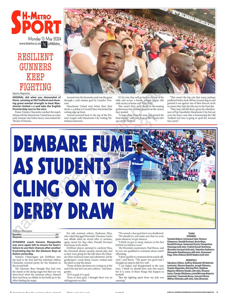 #Backpage DEMBARE FUME AS STUDENTS CLING ON TO DERBY DRAW hmetro.co.zw/dembare-fume-a…