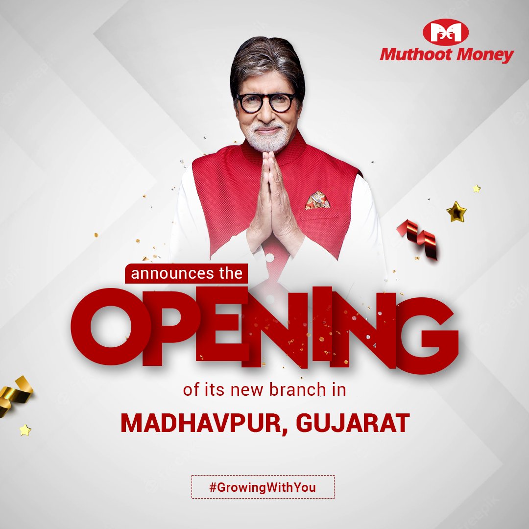 We are expanding!✨
Introducing our newest brand in Madhavpur, Gujarat. Get ready to experience convenient gold loan services right in your neighbourhood.

Visit to avail a Gold Loan now!

#TheMuthootGroup #NewBranchOpening #GoldLoan #MuthootMoney #MuthootFinance