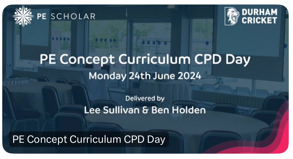 A reminder that we are bringing @PEScholar up’t North. A canny day awaits with the Concept Curriculum guru @Lee_Sullivan85 and some random Yorkshireman tagging along for the ride! Visit the PE scholar website to enrol today!