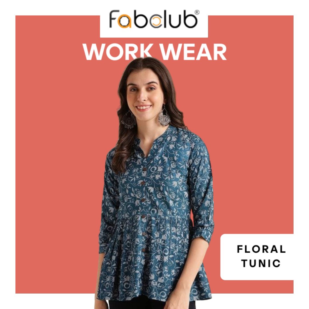 Dive into @fabclub_ Summer Floral OfficeWear Tunic 🥏 #LinkInBio 🔗 #Fabclub #Fashion #KurtiBrand #WorkWear #JubileeHills #WayOfLiving #UltaPradesh #WomensWear #OfficeFashion
