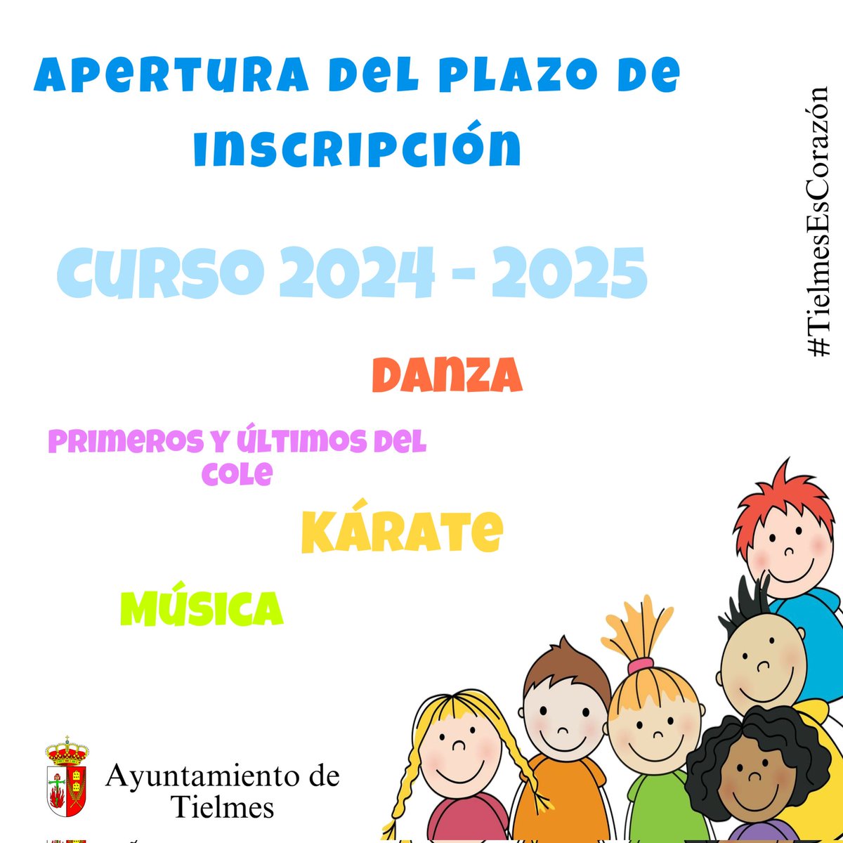 👶 Matriculación de actividades educativas y culturales para el curso 2024/2025.

Apertura del periodo ordinario de inscripción de las actividades programas para el próximo curso.

tielmes.es/actualidad/mat…

#TielmesEsCorazón