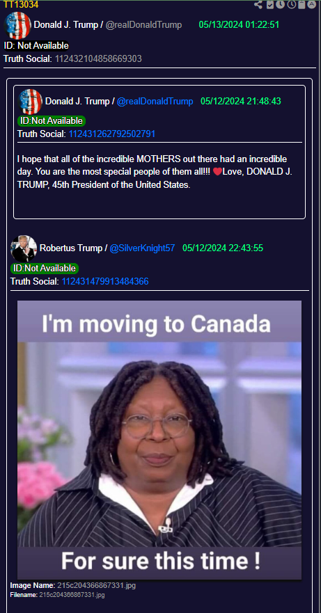 Trump on Truth.

1:22est Timestamp.

Meme of Whoopi Goldberg

What does money buy?
How do you prevent tampering? 
Why are most forms of media left-wing?
Why is H-wood left-wing?
Why is the narrative so important?
Why do liberals defer to racism w/o proof?
No proof.
Who is HRC’s