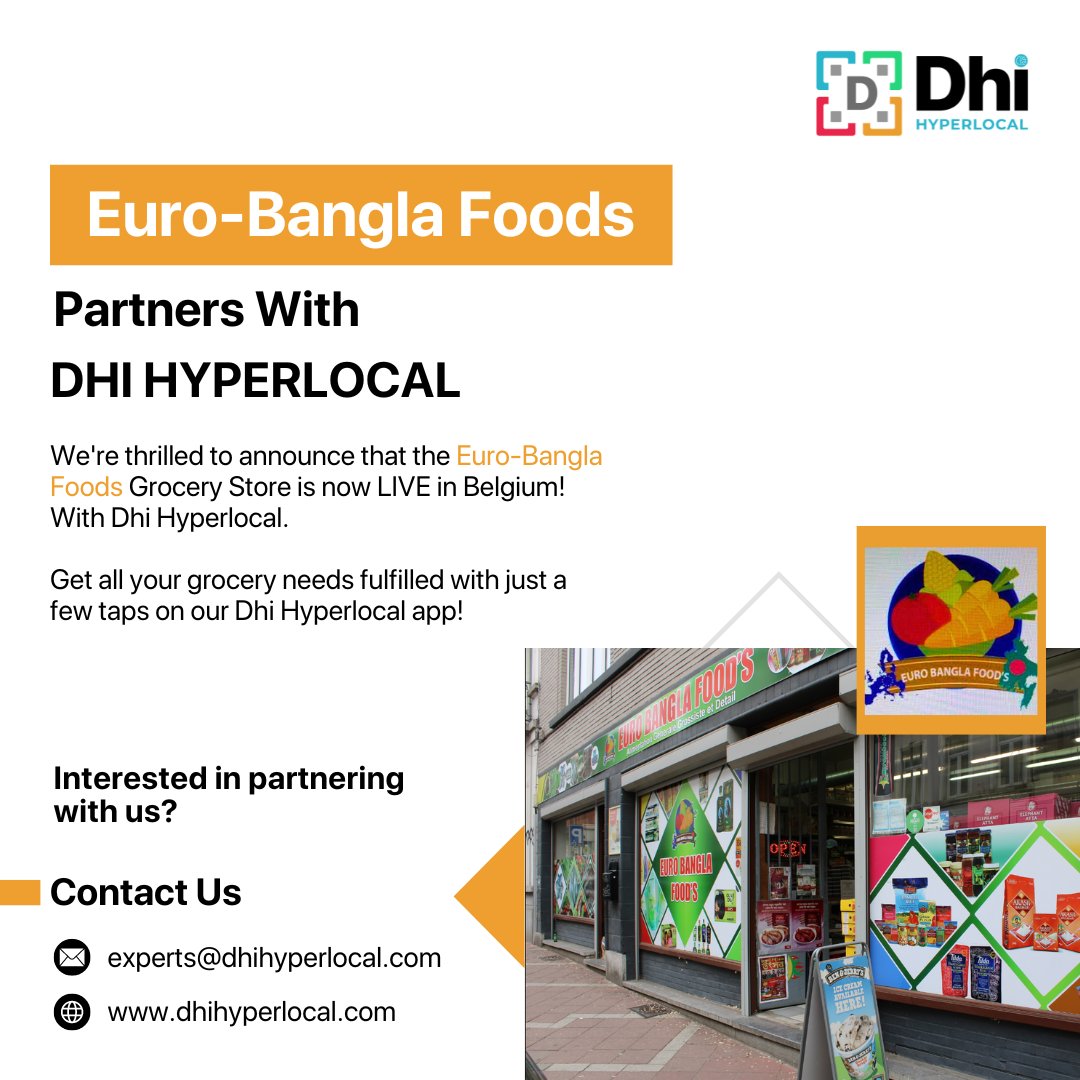 Euro-Bangla Foods Grocery Store is now LIVE in Belgium! 🇧🇪 With Dhi Hyperlocal. Download the Dhi Hyperlocal Buyer app now and shop to fulfill all your grocery needs.

📱 Get the Dhi Hyperlocal Buyer app now!!

iOS: apps.apple.com/in/app/dhi-hyp…
Android: play.google.com/store/apps/det…
