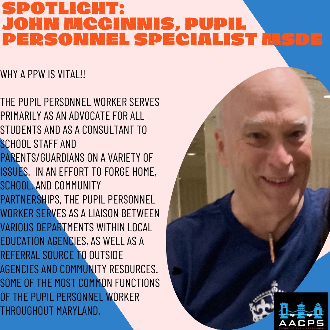 PPWs AACPS (@ppw_aacps) on Twitter photo Meet John McGinnis!
Pupil Personnel Specialist
Division of Student Support, Academic Enrichment, and Educational Policy- MSDE. <a href="/AACountySchools/">AACPS</a> <a href="/MdPublicSchools/">Maryland State Department of Education</a> <a href="/AACPSSupt/">AACPSSupt</a> <a href="/themapp/">Maryland Association of Pupil Personnel</a> Meet John McGinnis!
Pupil Personnel Specialist
Division of Student Support, Academic Enrichment, and Educational Policy- MSDE. <a href="/AACountySchools/">AACPS</a> <a href="/MdPublicSchools/">Maryland State Department of Education</a> <a href="/AACPSSupt/">AACPSSupt</a> <a href="/themapp/">Maryland Association of Pupil Personnel</a>