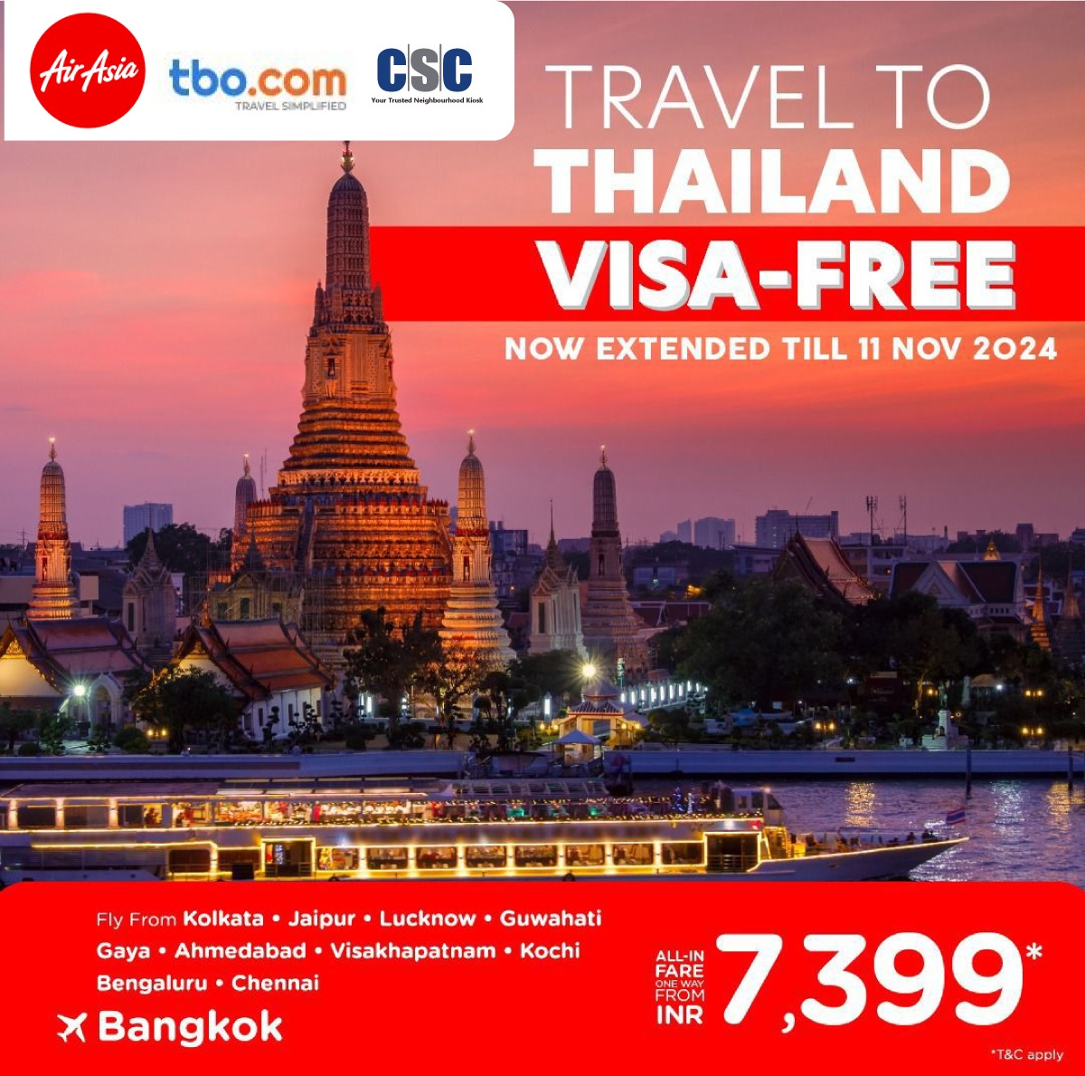 Special Offers on TBO
Visa-Free Travel to Thailand
Now Extended till 11th.Nov.2024

#csc #digitalindia #TBO #cscsafar #CSCTravelServices #Travelthailand