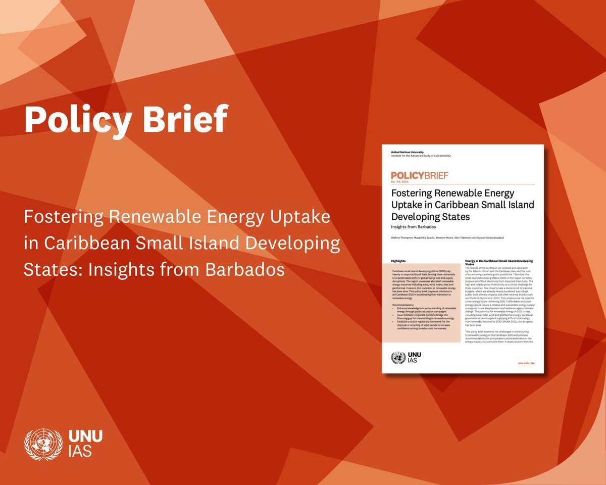 “The potential for renewable energy in #SIDS is vast. Achieving #SDG7 would ensure a reliable & sustainable energy supply to support future development & resilience against #climatechange.” More in our new policy brief ➡️ buff.ly/3UhdSat @CaribbeanUN @UNDPBarbadosEC