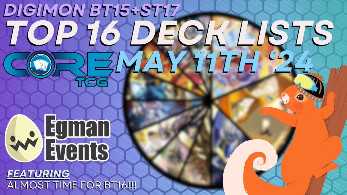 Here is the Top 16 results from the NA Digimon ULTIMATE CUP Event! Check out <a href="/CoreTCG/">CoreTCG</a> /<a href="/The_Egman/">Baron Egman</a>'s sites and take a look at the lists! youtu.be/xe6Zz2mH98g