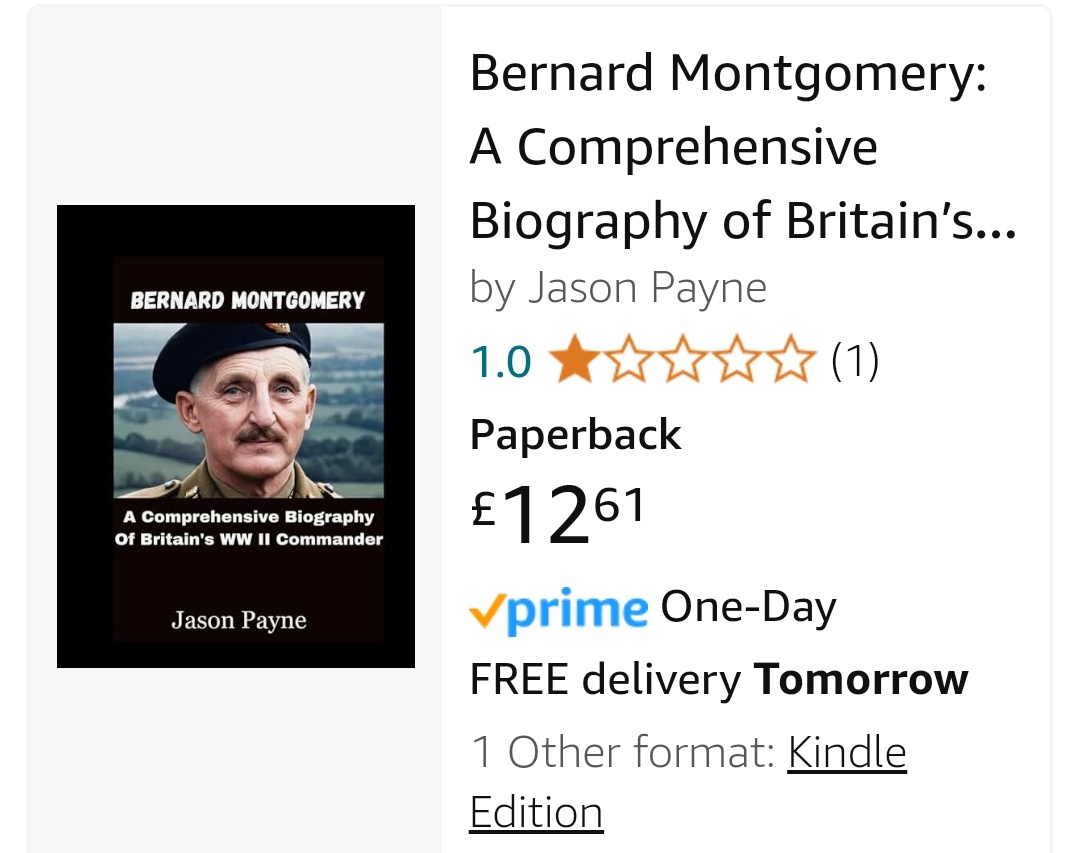 Good morning Bookerites!
The things you spot on Am*zon whilst browsing.🤦‍♂️
Not sure what's more concerning. The wrong photo on the cover, or the fact that for over £12 this comprehensive biography has just 37 pages!
#HistoryBookChat
