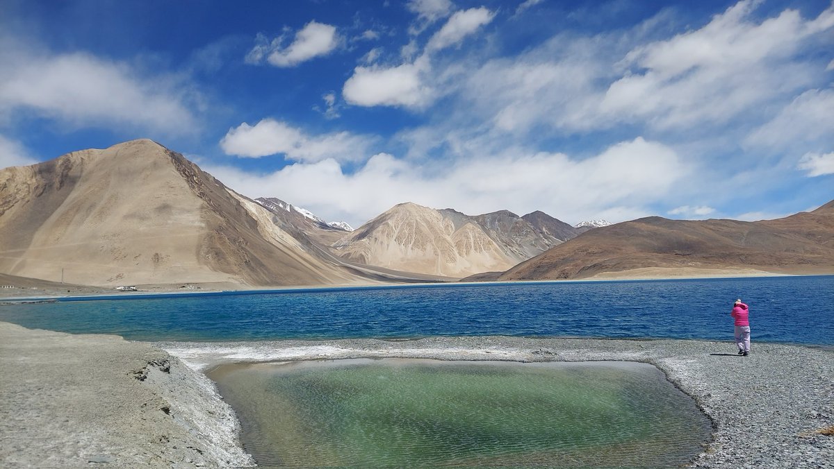 The customary pic of the mighty Pangong tso--the lake with 7 colors. It's tough getting here & tougher to survive--even one night for most mortals, but it's sheer beauty explains why two Asian superpowers are squabbling over it. China already has 2/3rds of it. They want more.