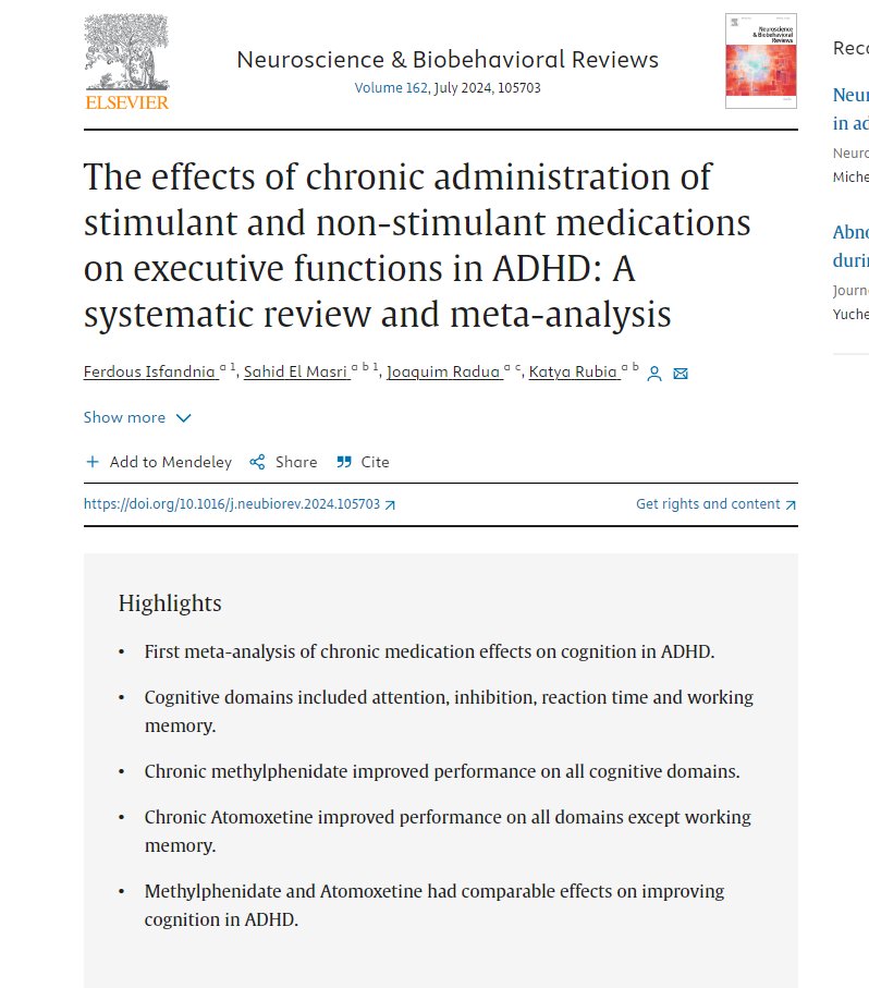 ADHDの治療に用いられる薬に関するメタ分析研究によれば、メチルフェニデート（コンサータ）とアトモキセチン（ストラテラ）が、ADHD患者の実行機能の改善において同じくらい効果的であることが示された。