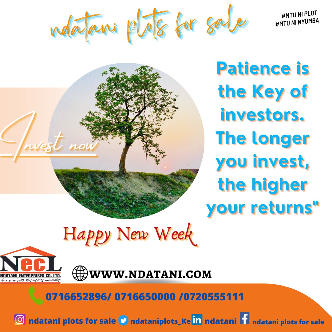 Patience is the Key of investors The longer you invest the higher your returns 
#investmentopportunity
#investmentproperty
ndatani.com