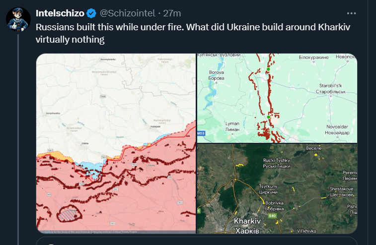 Наші західні партнери цікавляться - як так виходить що русня у нас під носом може будувати три лінії мегаоборнних споруджень а ми - не здатні навіть на одну лінію хоча б якись.