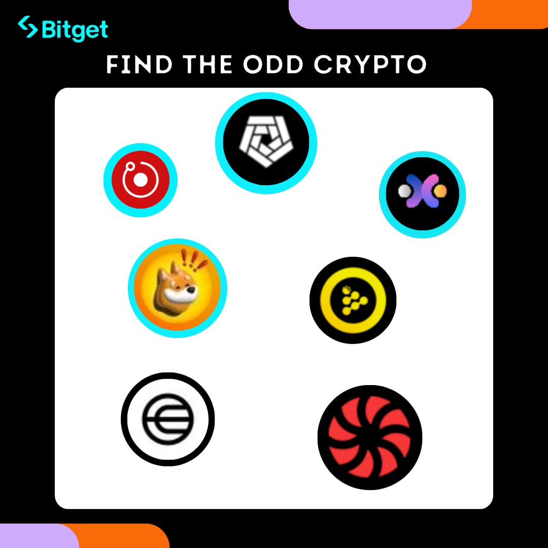 🔎 Can you spot the odd one out? 

🎁 10 lucky #Bitgetters that answer correctly will share 20 $BGB!

✅ Follow @BitgetIndia , Repost 3 latest posts & tag frens

🤝 Join our community and share your answer there with #BitgetChallenge
t.me/bitgetindian