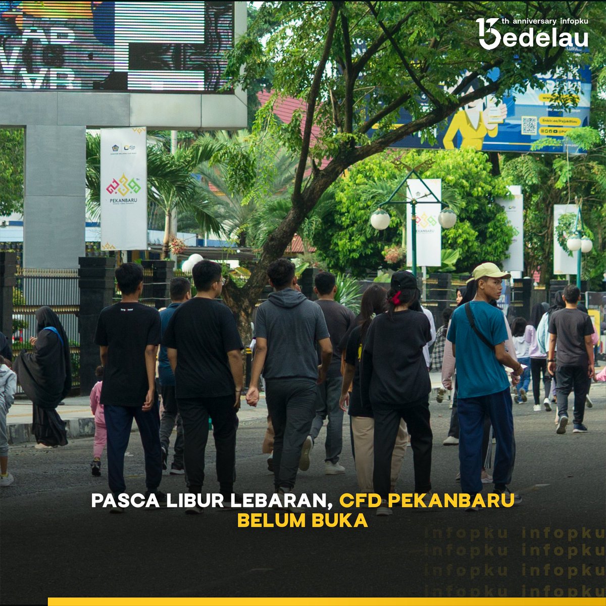 Aktivitas di Car Free Day (CFD) atau Hari Bebas Kendaraan Bermotor (HBKB) di Kota Pekanbaru belum digelar. Sudah minggu kelima aktivitas CFD belum dibuka pasca Idulfitri 1445H.

#infoPKU #carfreedaypekanbaru