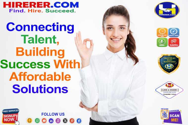 HIRERER.COM, HR Solutions for Growing Ventures

visit services.hirerer.com to know more

#Recruiters #HRServices #HiringSolutions #HRPartner #HireBetter #FindTalent #rentahr #outofjob #Hirerer #SmartlyHiring #iHRAssist #SmartlyHR