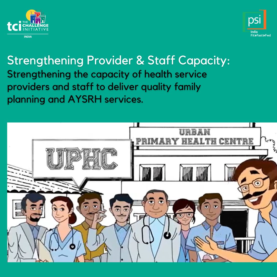 In urban slums, #UPHCs are the primary delivery point for healthcare services. Led by the city government, TCI India provides technical support in #strengthening the capacity of #healthservice providers and staff to deliver quality #familyplanning and #AYSRH services and ensure…